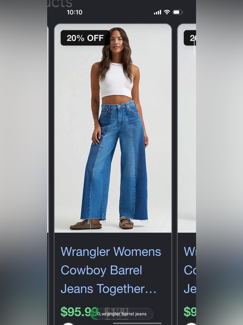 Wrangler two-tone cowboy barrel jean